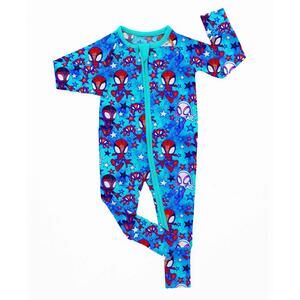 NEW CHARLIES PROJECT boy's spider space bamboo romper in blue